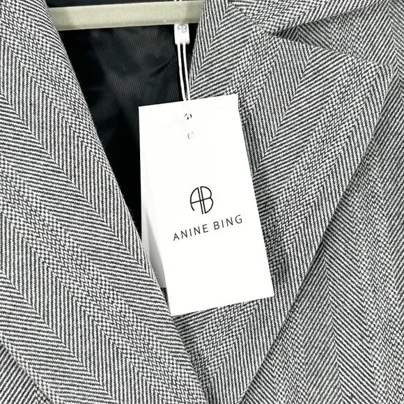 NWT Anine Bing Becky Double Breasted Herringbone Blazer Jacket - Picture 7 of 9
